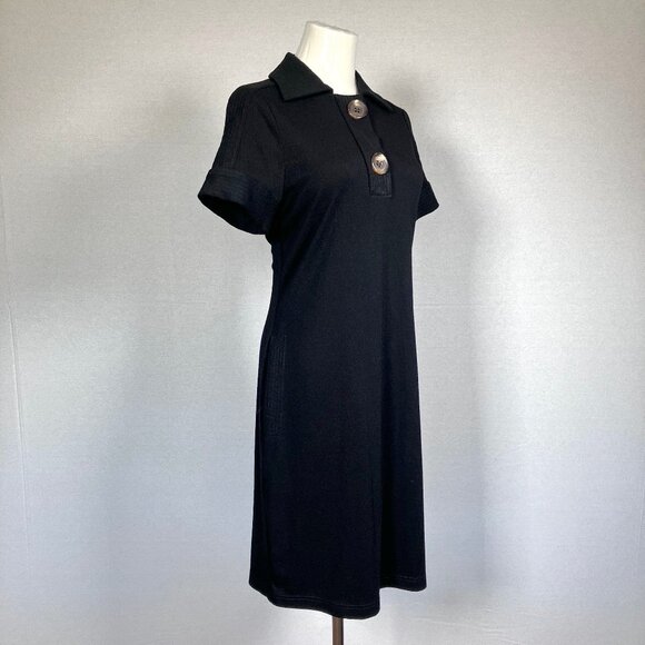 CHICOS Short Sleeve Button Detail Vintage Look Shirt Dress Size 0 Black - Picture 7 of 13